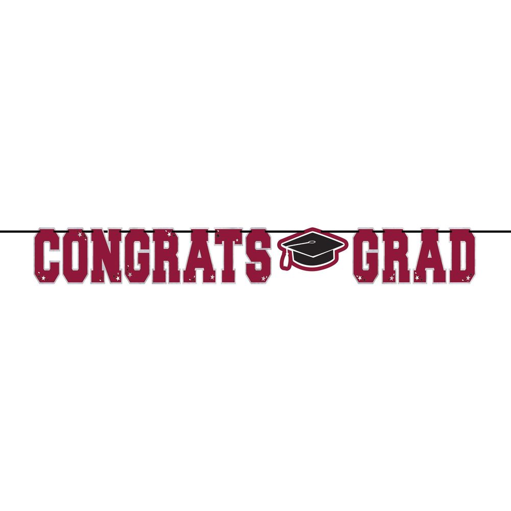 Grad Large Foil Letter Banner Maroon (1ct)