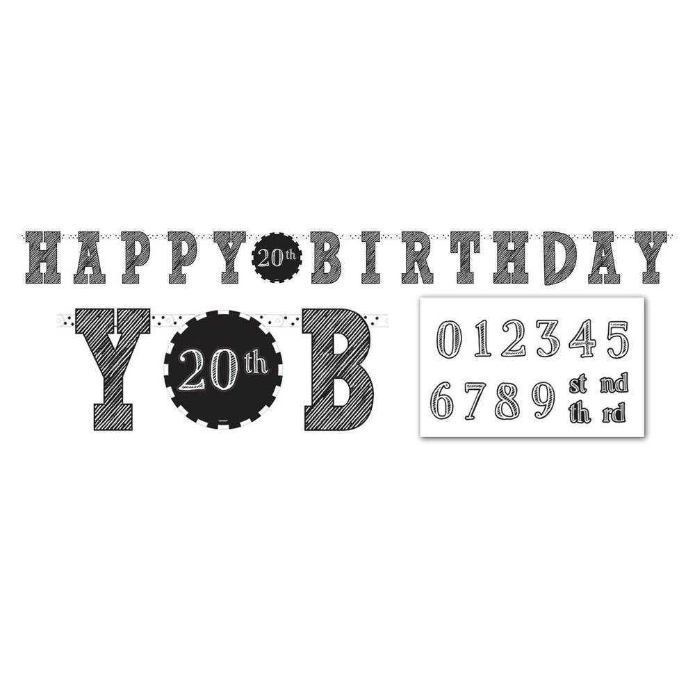 Chalkboard Birthday Add Any Age Letter Banner