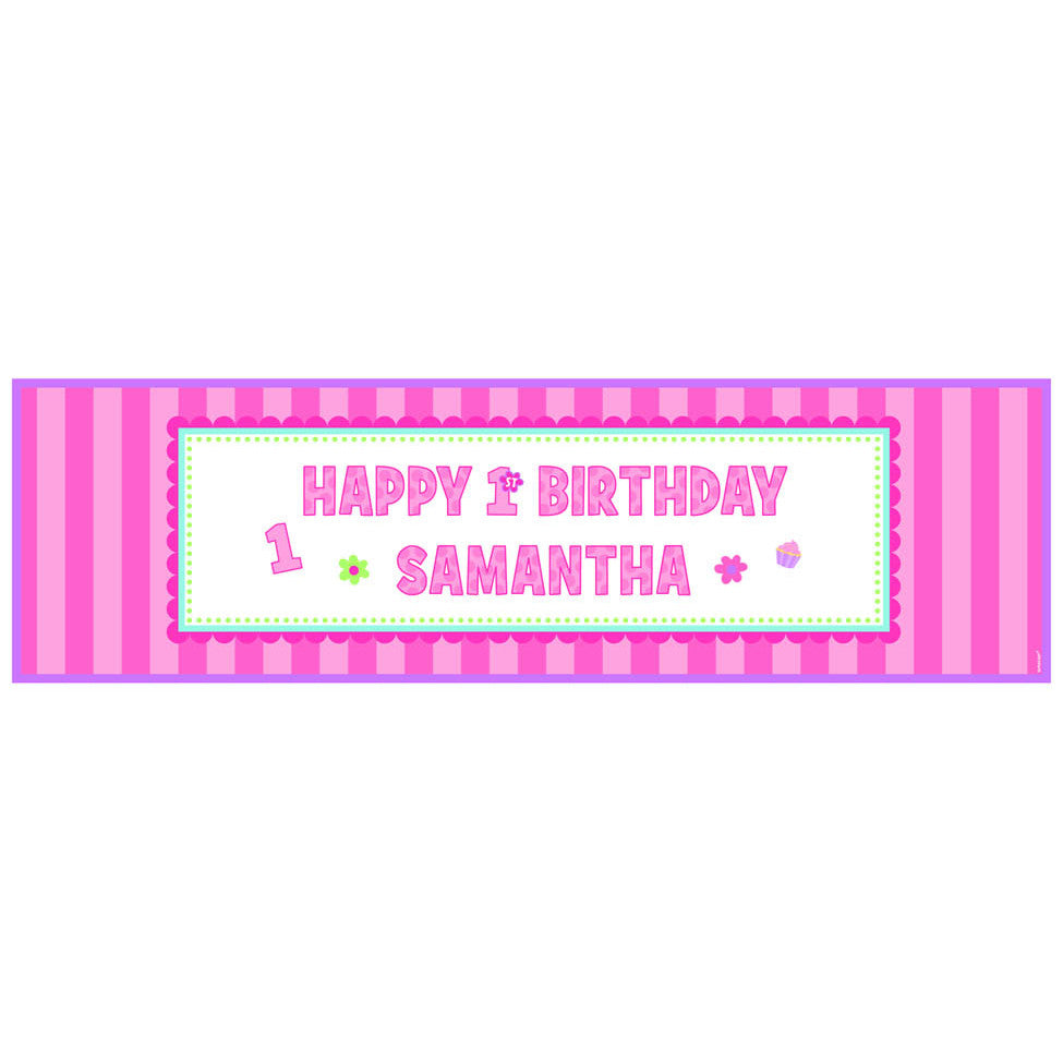1st Birthday Girl Giant Sign Banner