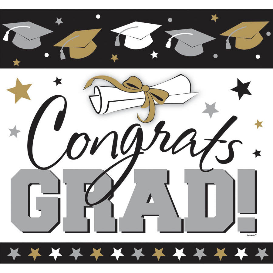 Congrats Grad Black/Gold/Silver Cutout