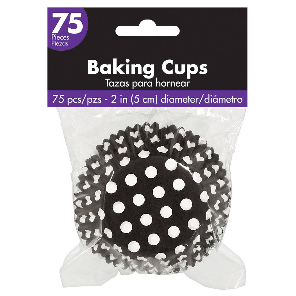 Black Polka Dot 2" Baking Cups (75ct)