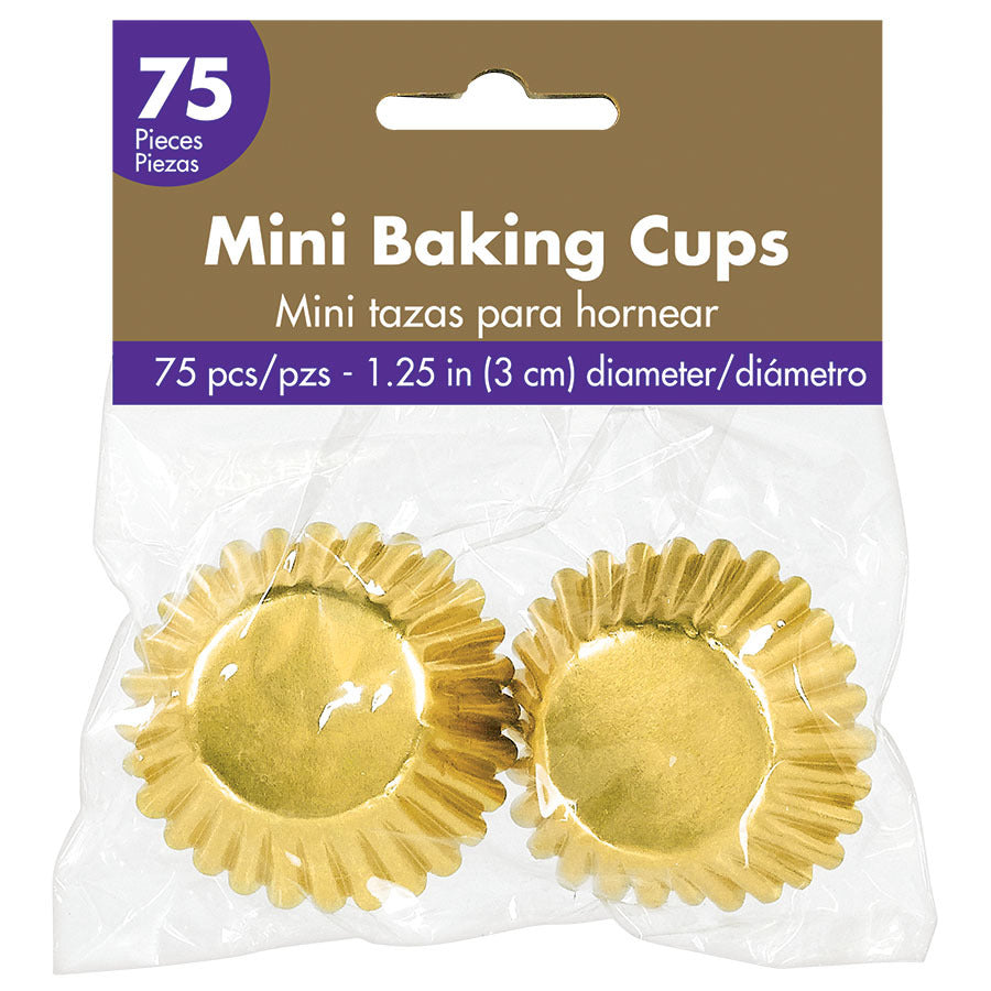 Metallic Gold 1.25" Mini Baking Cups (75ct)