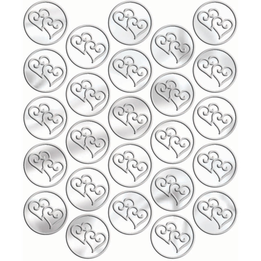 Silver Metallic Heart Envelope Seals (25ct)