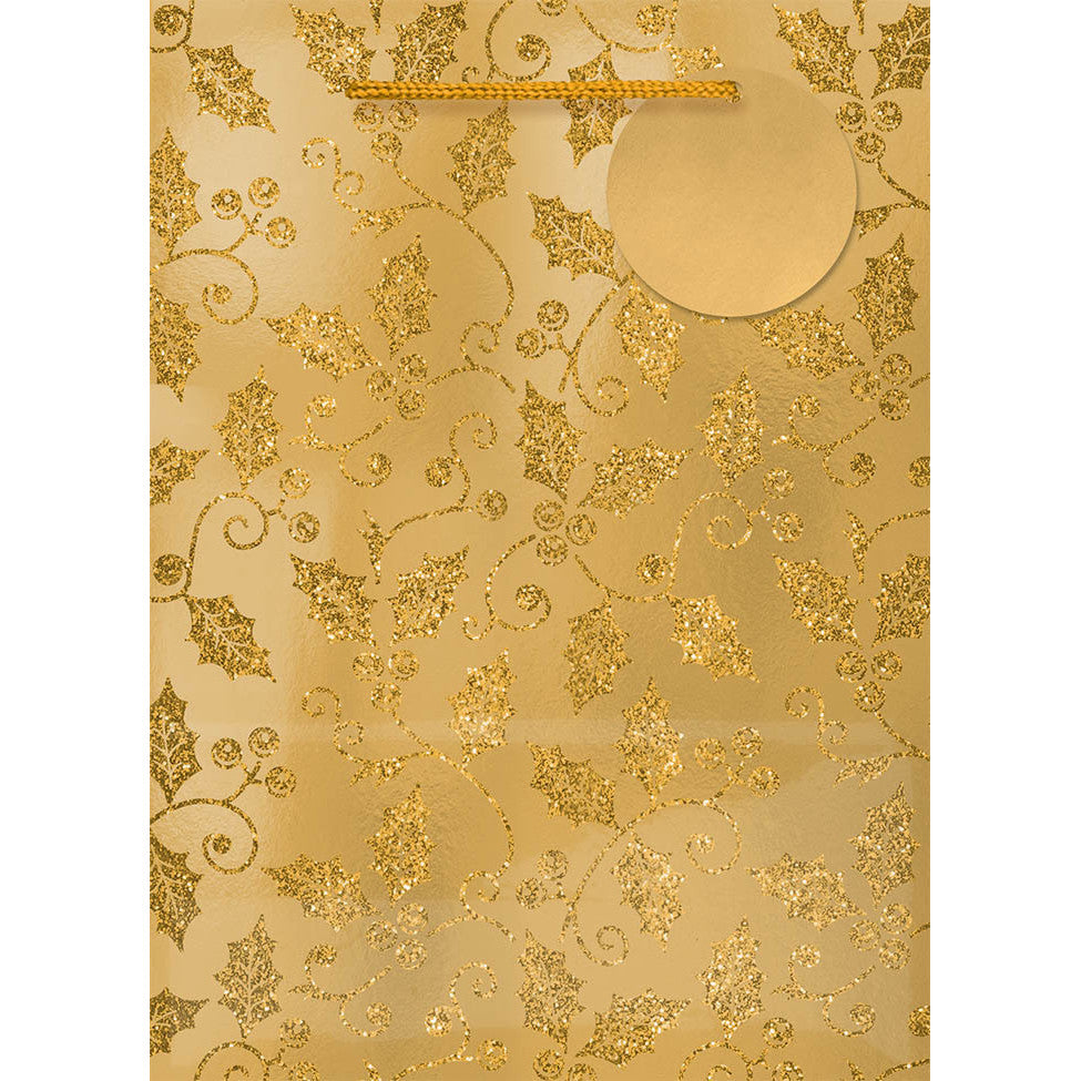 Gold Holly Gift Bag