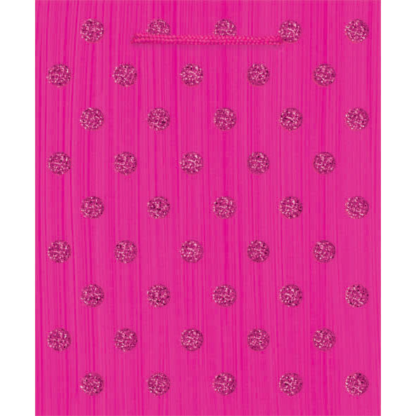 Fuchsia Glitter Dots Medium Gift Bag