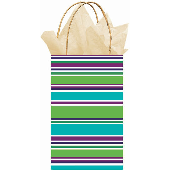 Turquoise Stripe Printed Cub Gift Bag