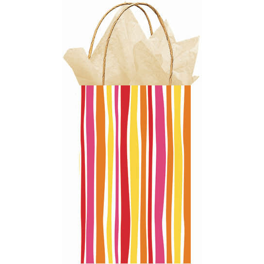 Orange Stripe Printed Cub Gift Bag