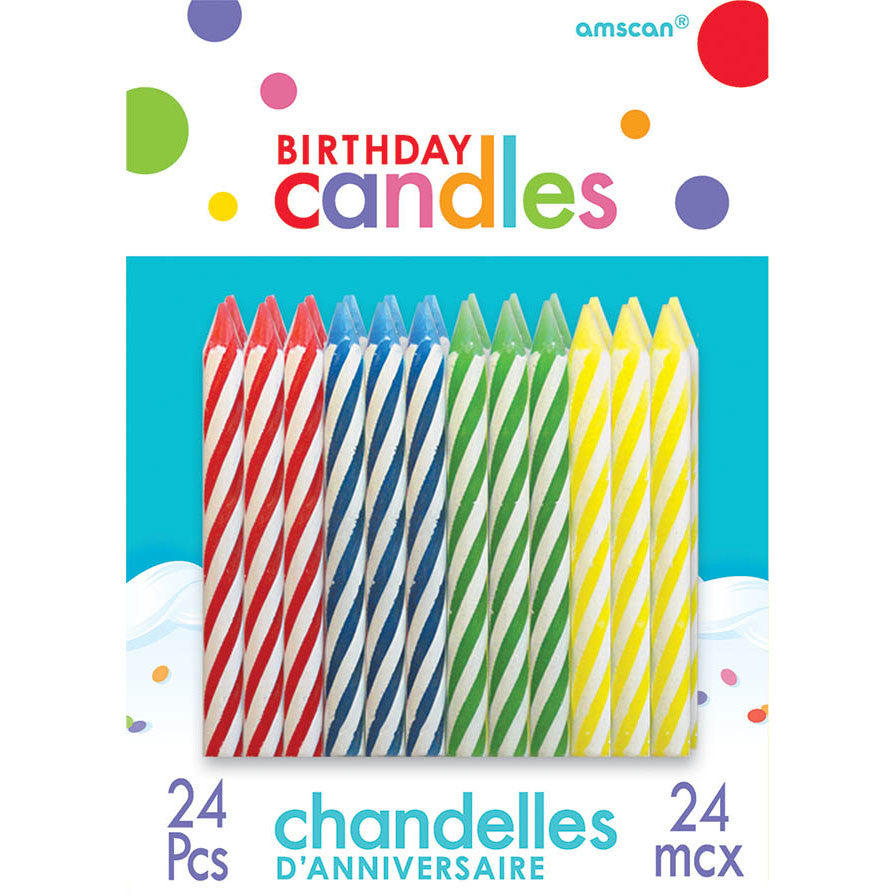 Primary Color Striped Birthday Candles