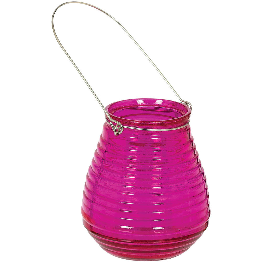 Bright Pink Glass Candle Holder