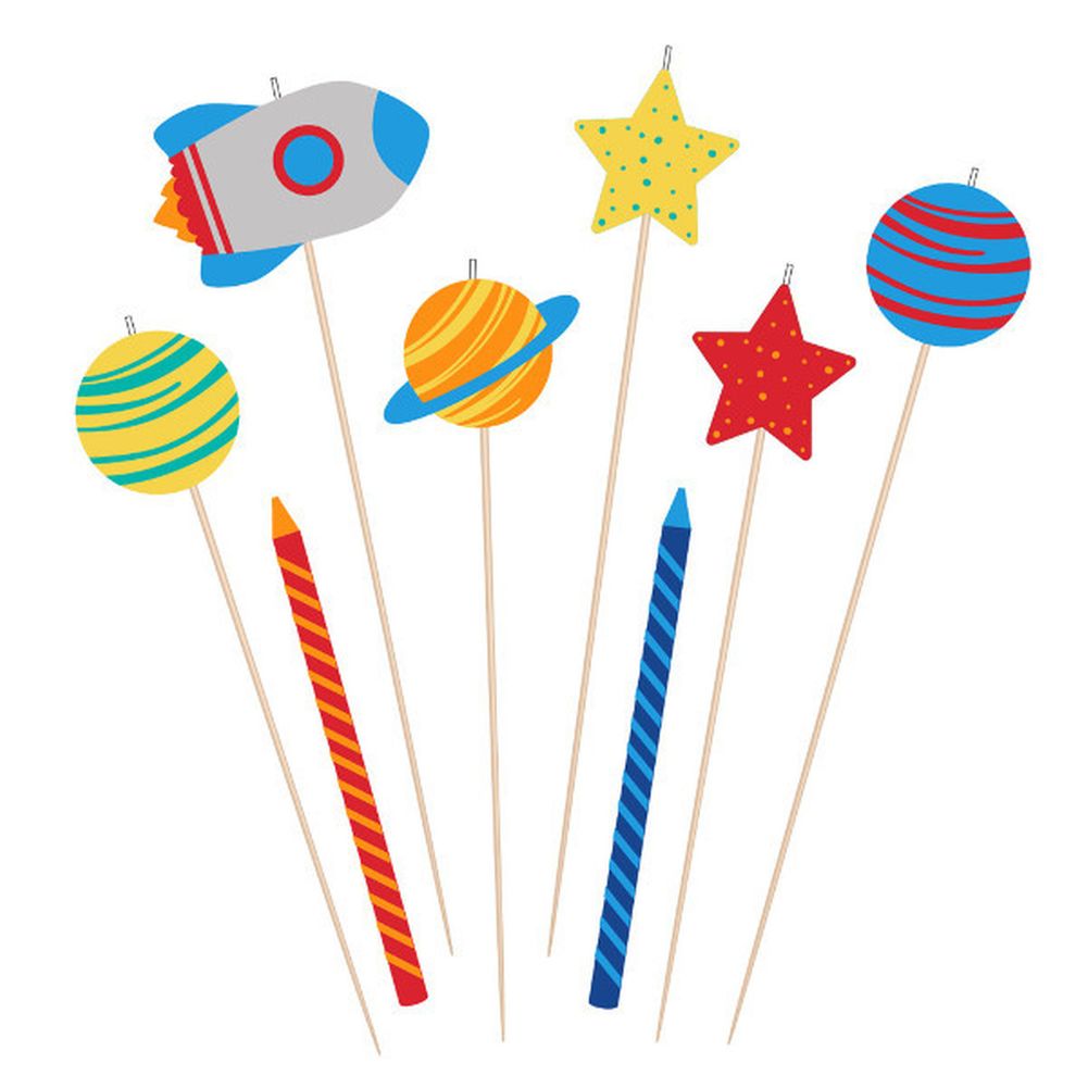 Blast Off Spaceship Birthday Candles, 8pc