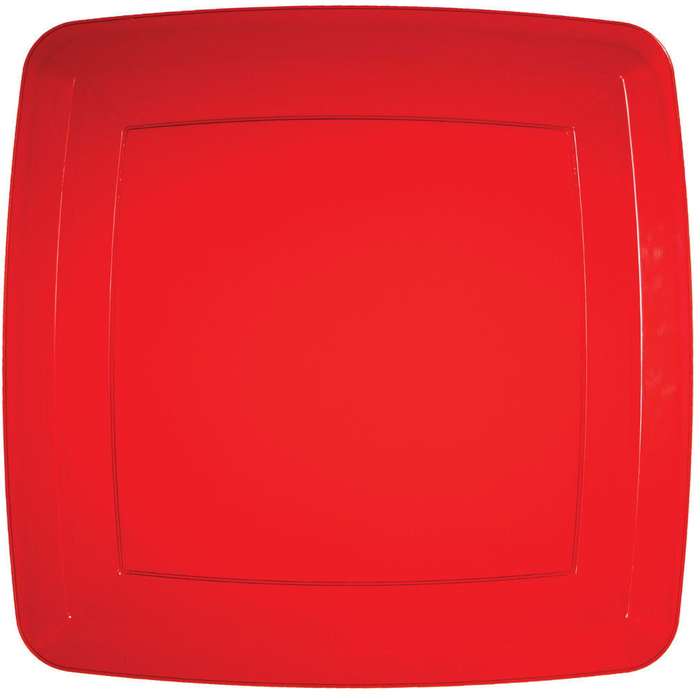 Translucent Red 10.25" Plastic Square Appetizer Plates (8ct)