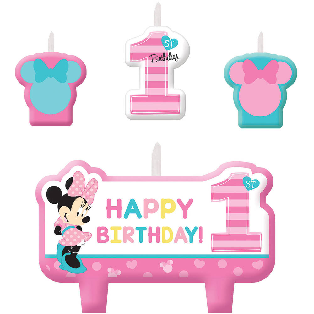 Amscan Minnie Fun To Be One Candle Sets (4 ct)