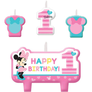 Amscan Minnie Fun To Be One Candle Sets (4 ct)