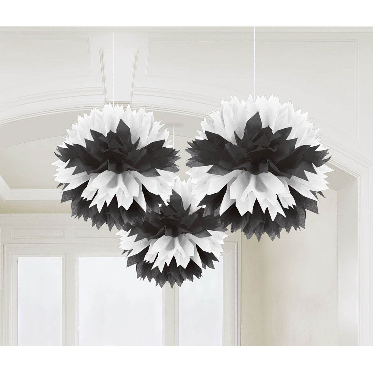 Black & White Fluffy Tissue Balls (3ct)