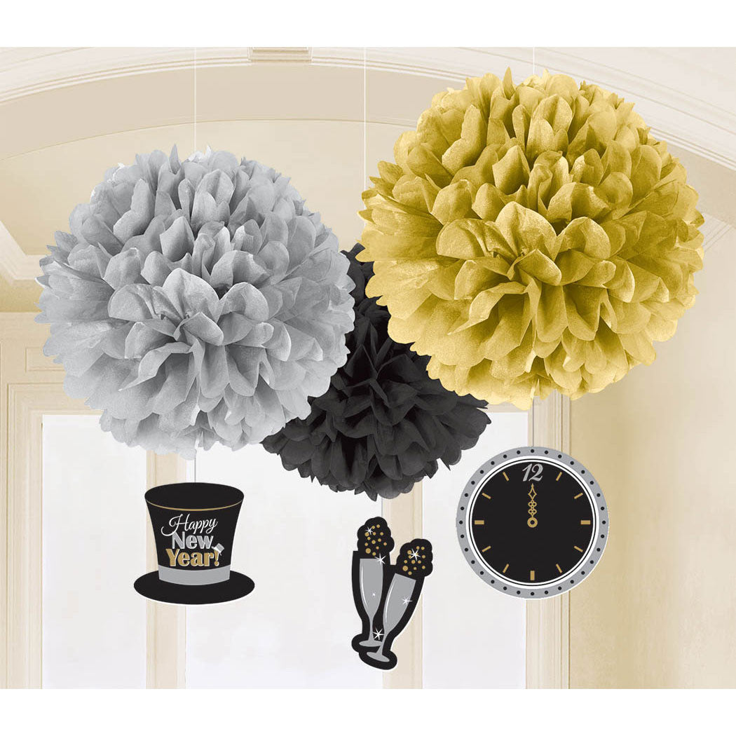Fluffy New Year Hanging Decor (3ct)
