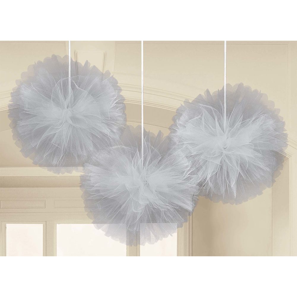 Tulle Fluffy Decorations Silver