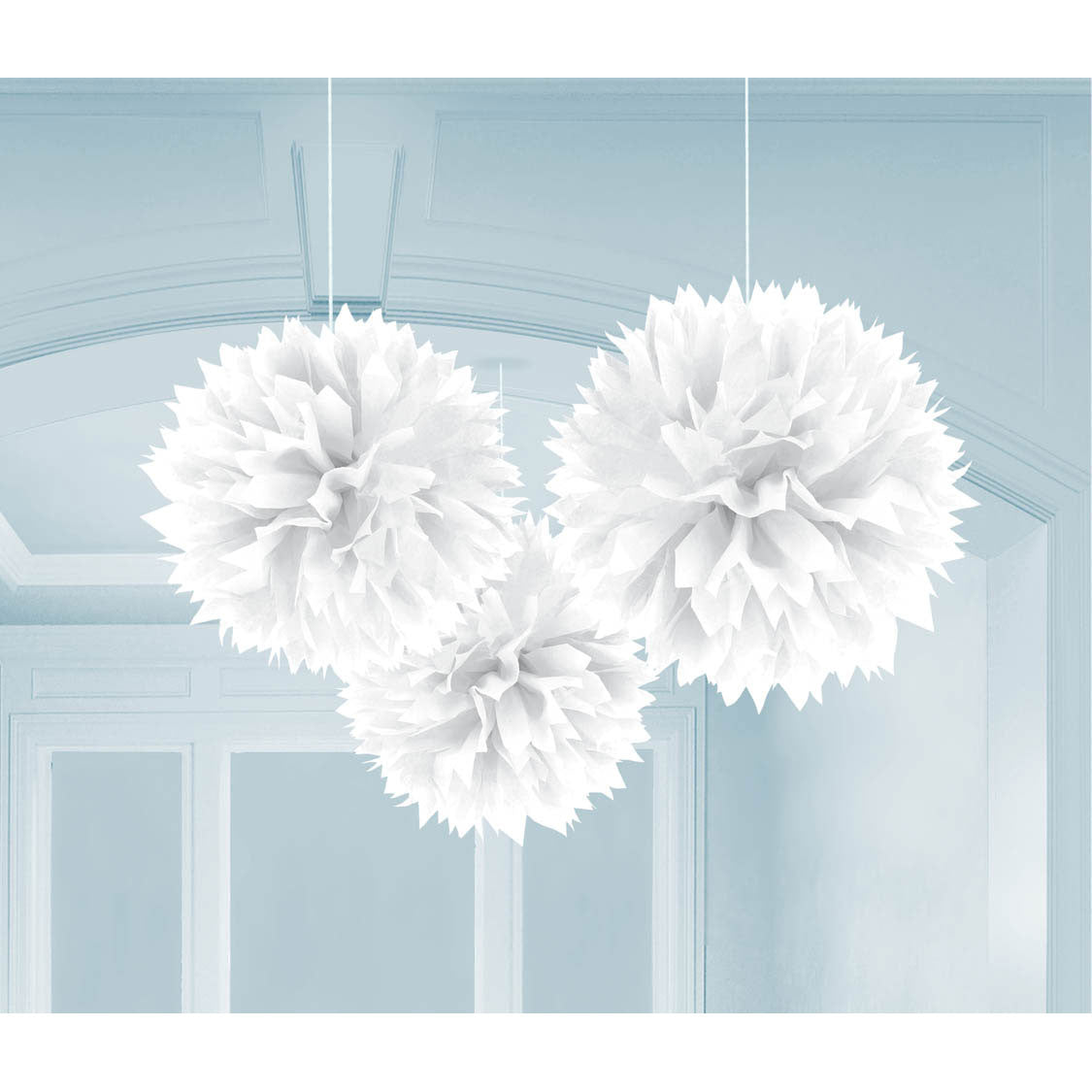 White Fluffy Tissue Balls, 3ct