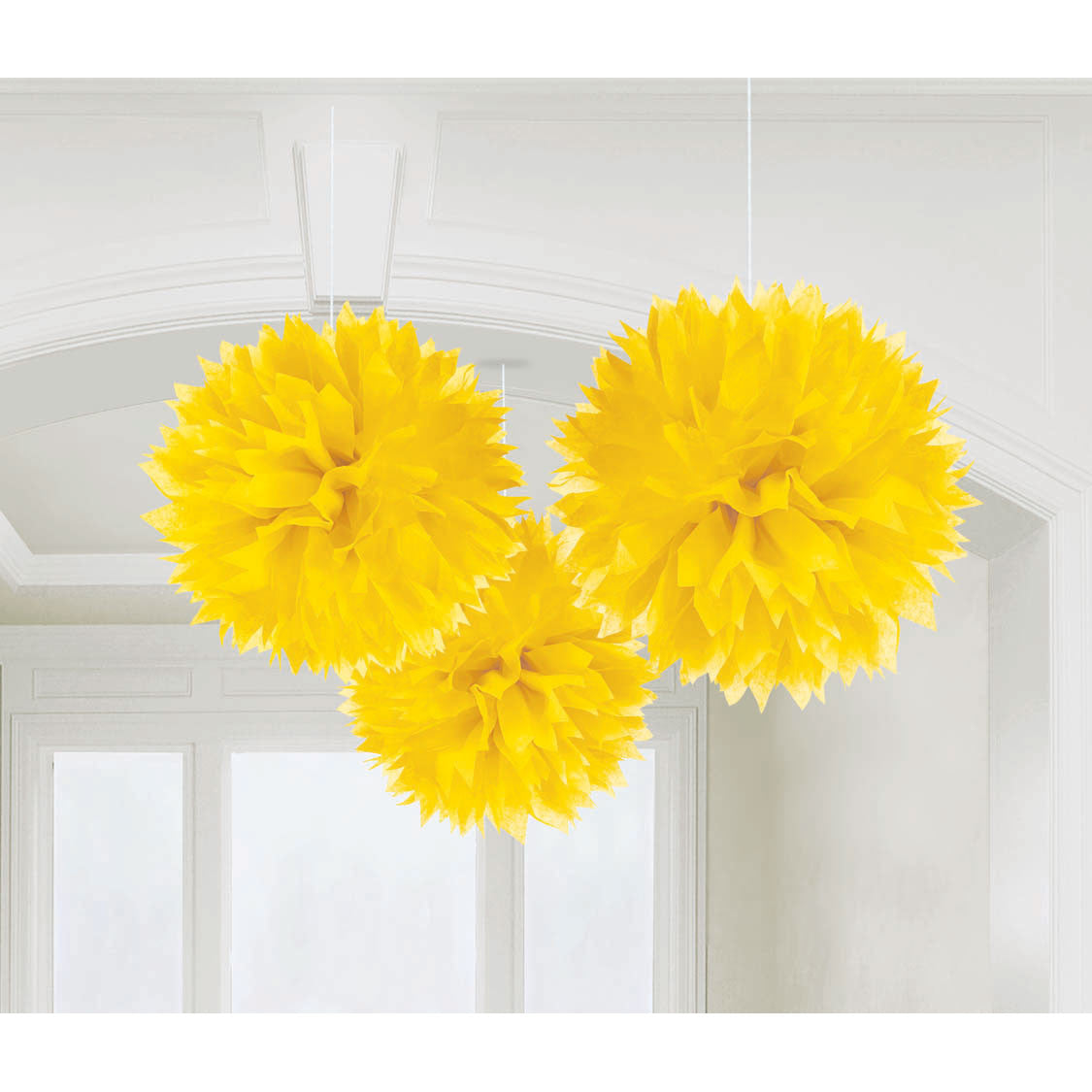 Yellow Sunshine Fluffy Tissue Balls, 3ct