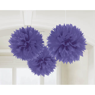 New Purple Fluffy Tissue Balls, 3ct