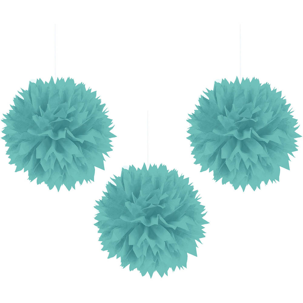 Robins Egg Blue Hanging Fluffy Decorations (3ct)