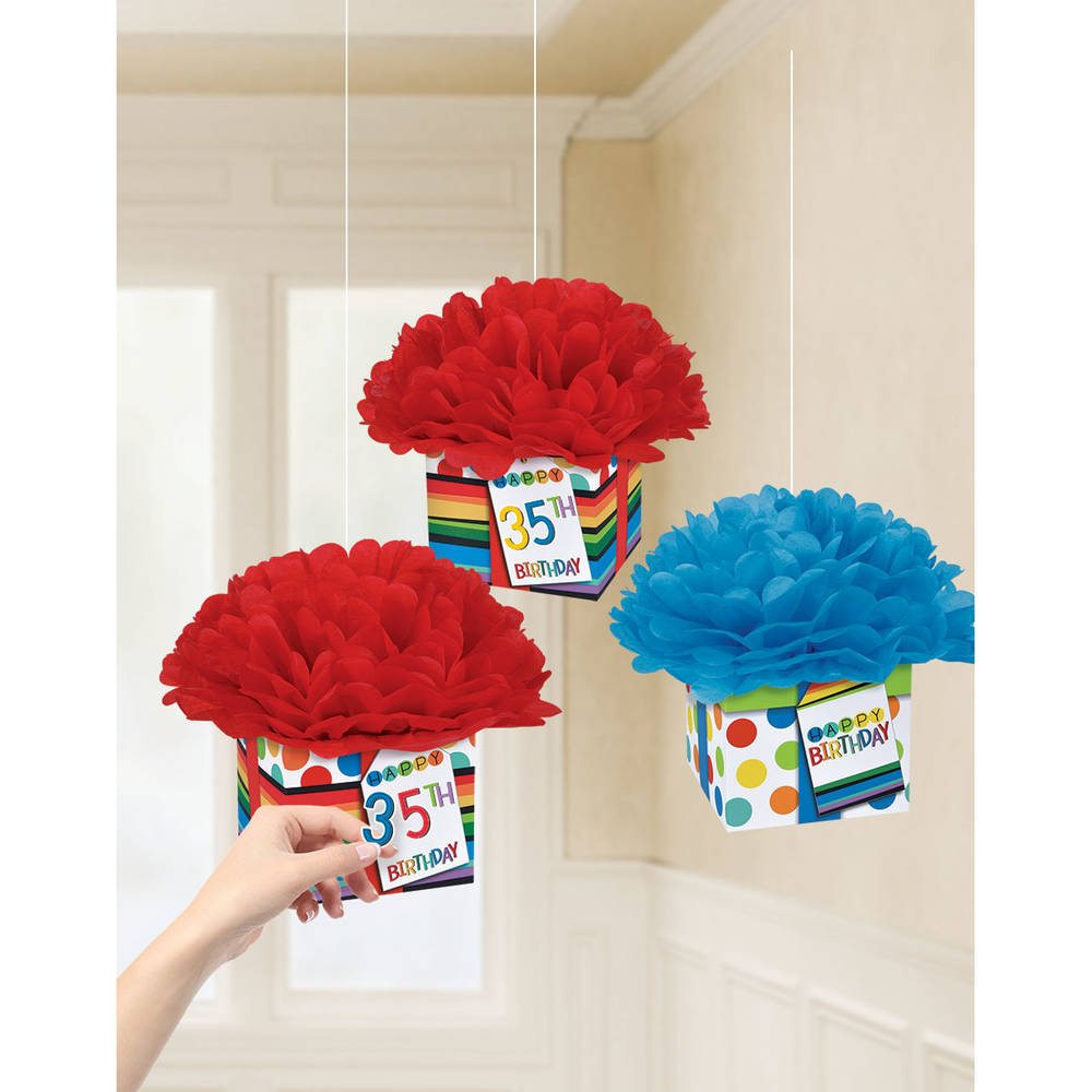 Add Any Age Hanging Fluffy Decorations (3ct)