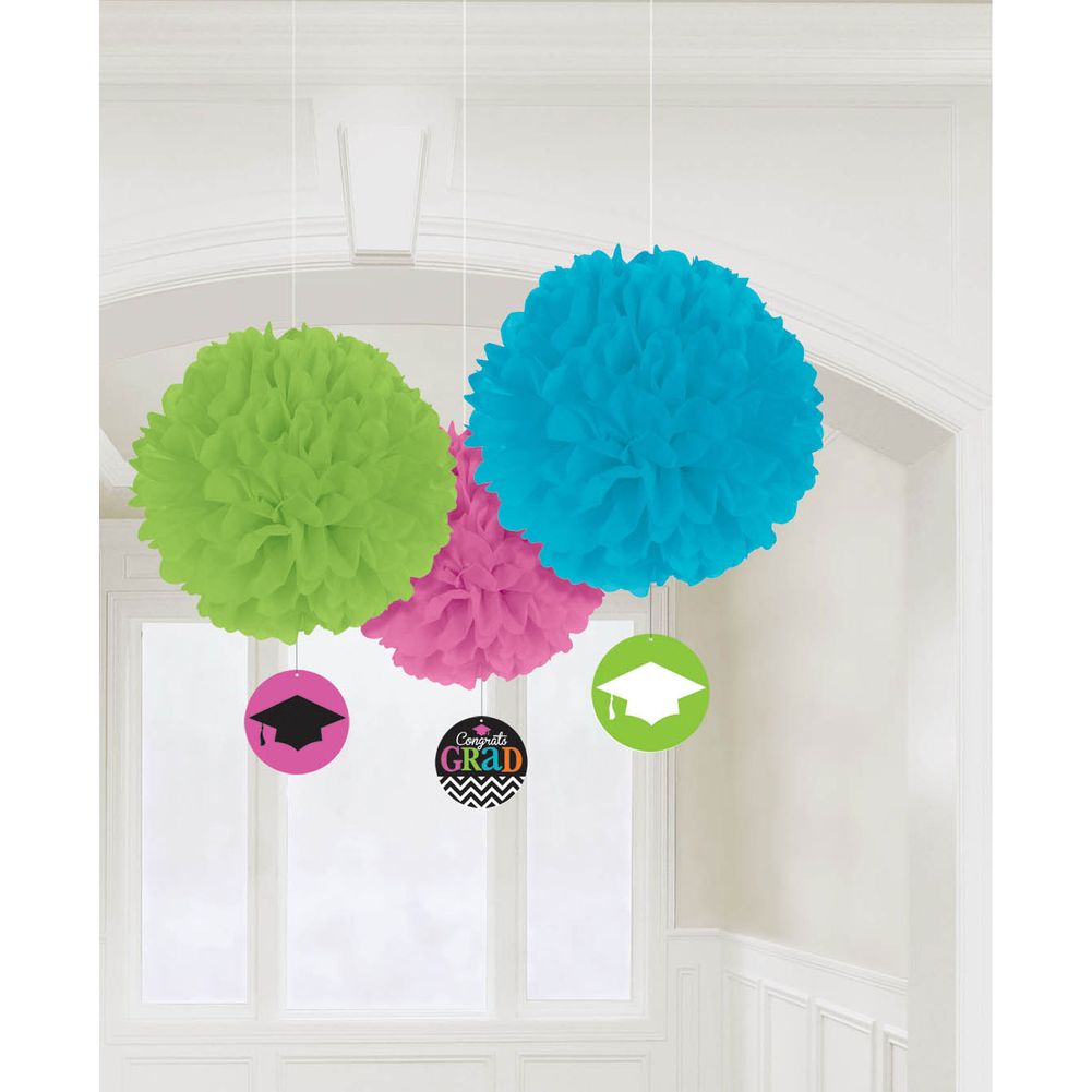 Dream Big Congrats Grad Fluffy Decorations (3ct)