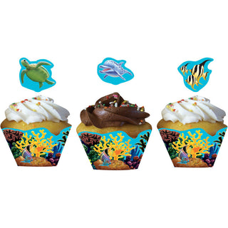Ocean Party Cupcake Wrappers, w/ Picks