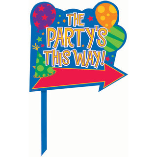 Party's This Way Directional Yard Sign
