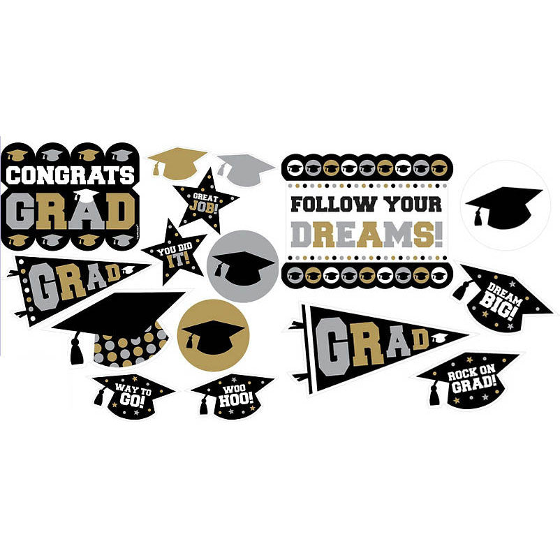 Graduation Black/Silver/Gold Cutouts Value Pack