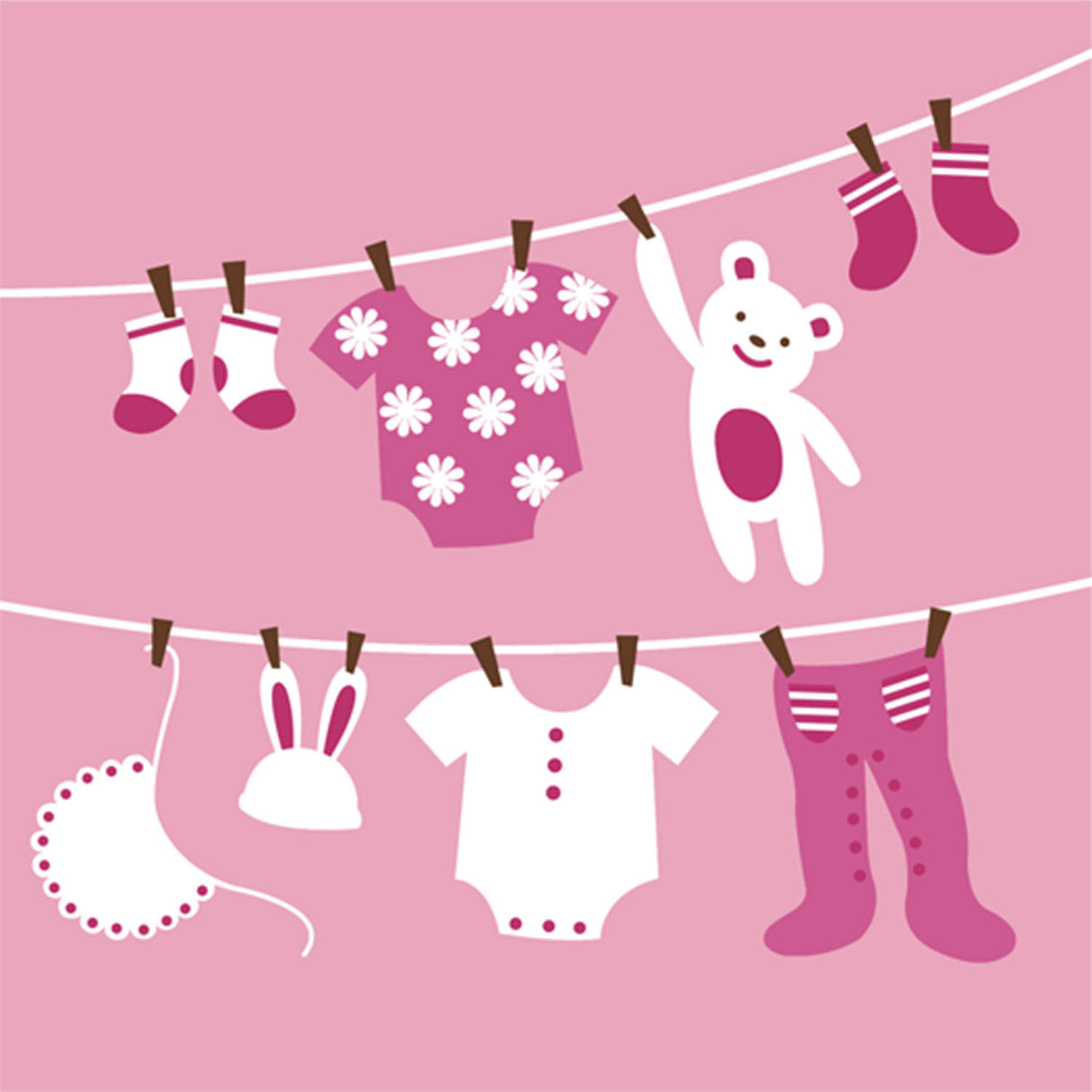 Cute as a Button - Girl Beverage Napkin