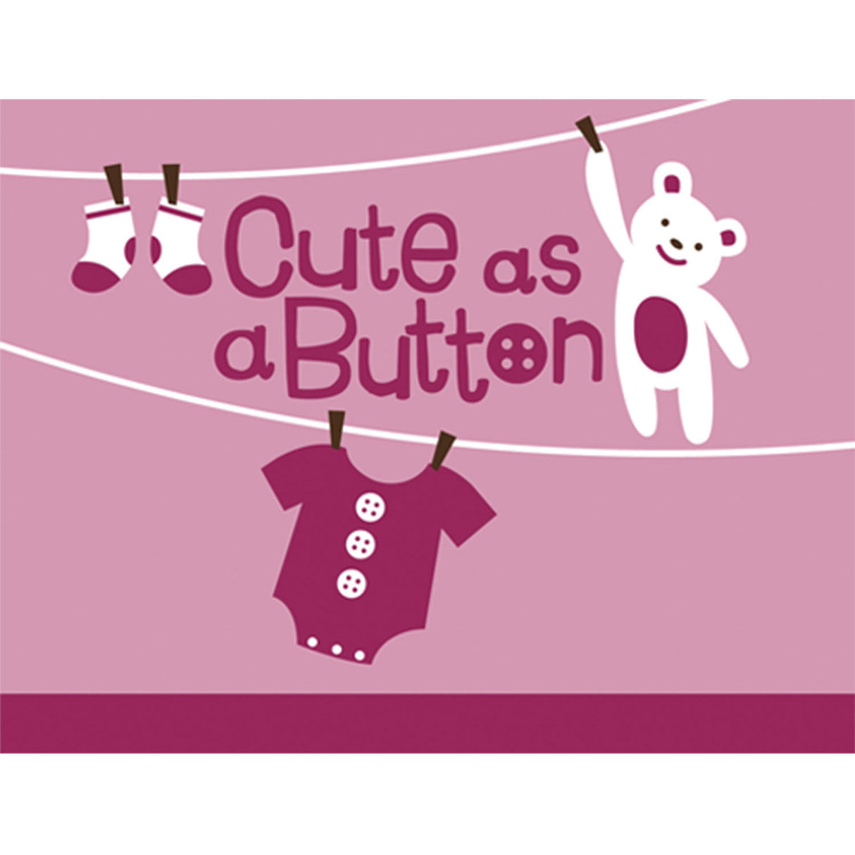 Cute as a Button - Girl Invitations
