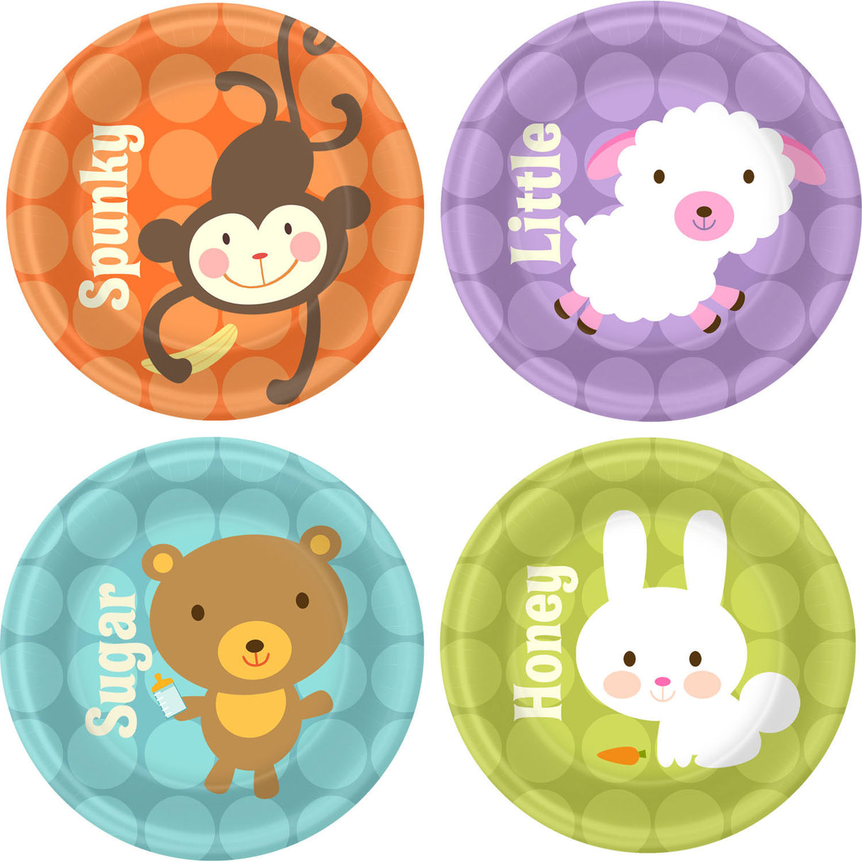 Baby Animal Dots Dessert Plates