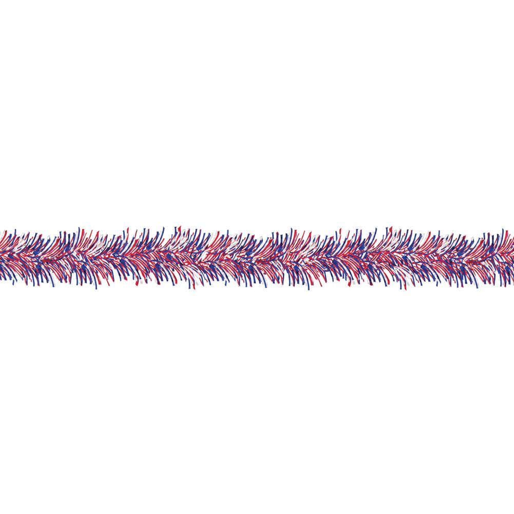 9' Red White and Blue Tinsel Garland