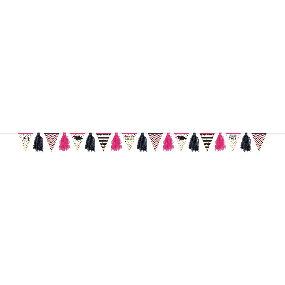 Gold Confetti Grad Tassel Pennant Garland