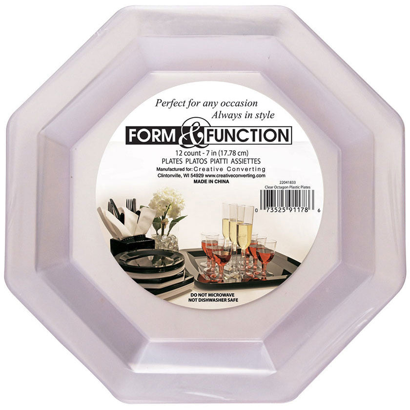 Form and Function Clear Octagonal Dessert Plates (12ct)