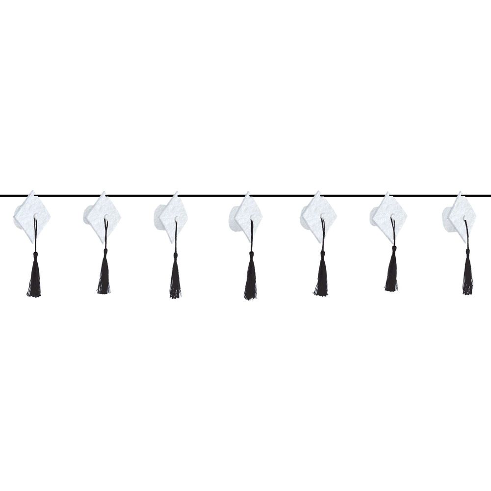 Graduation Garland Dimensional Grad Cap White (1ct)