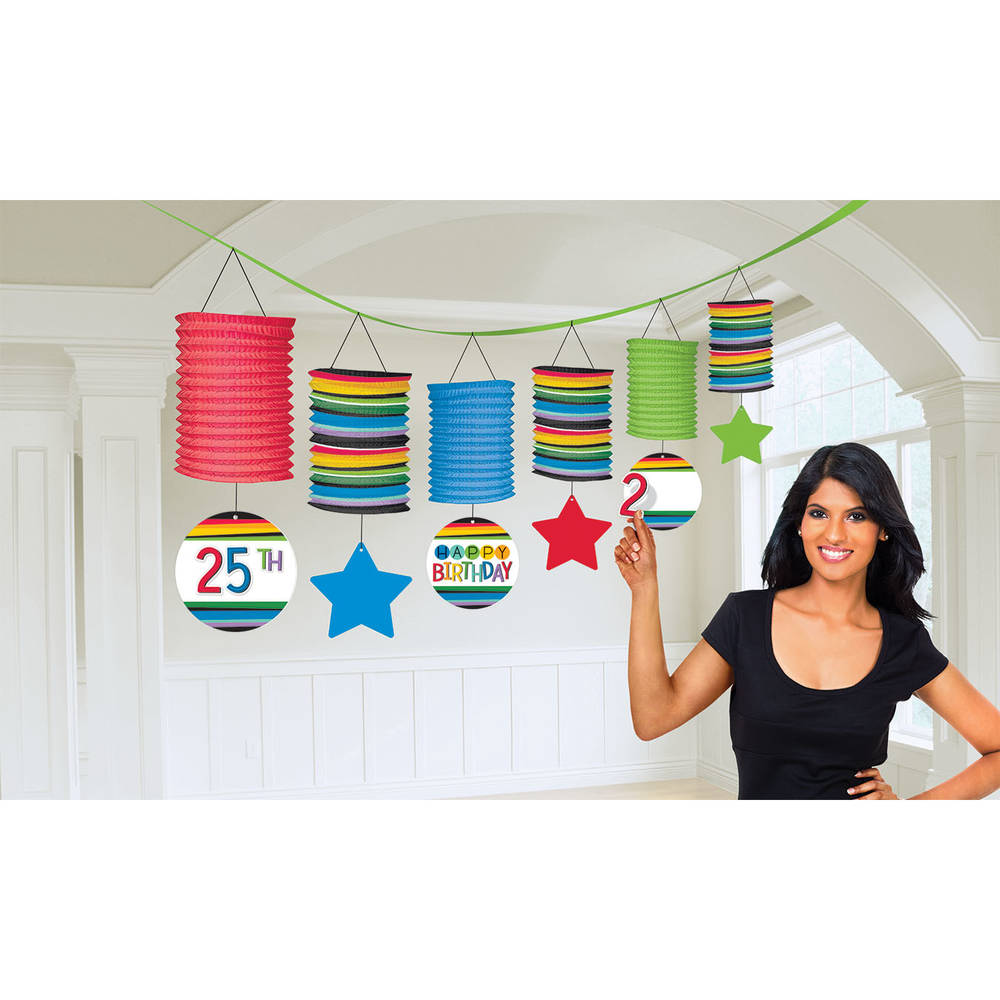 Rainbow Birthday Lantern Garland