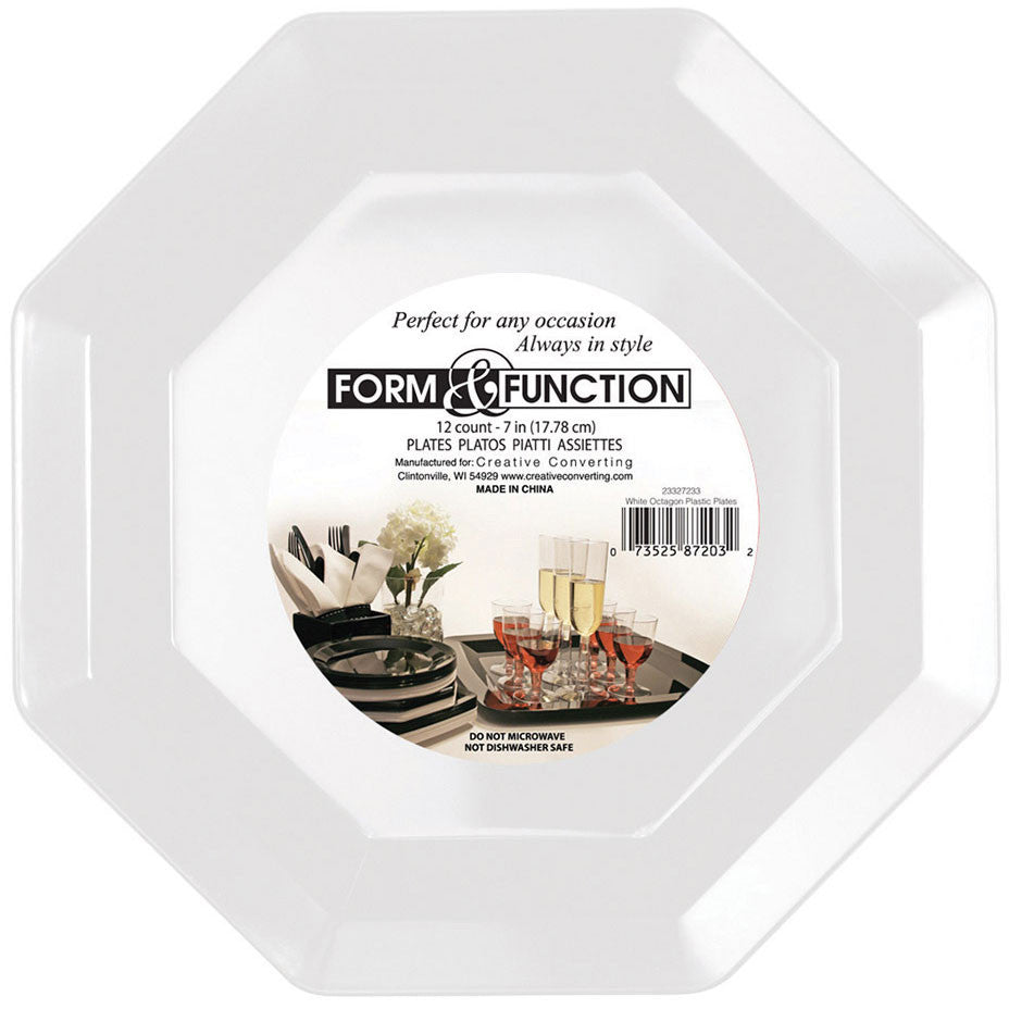 Form and Function White Octagon Dessert Plates (12ct)