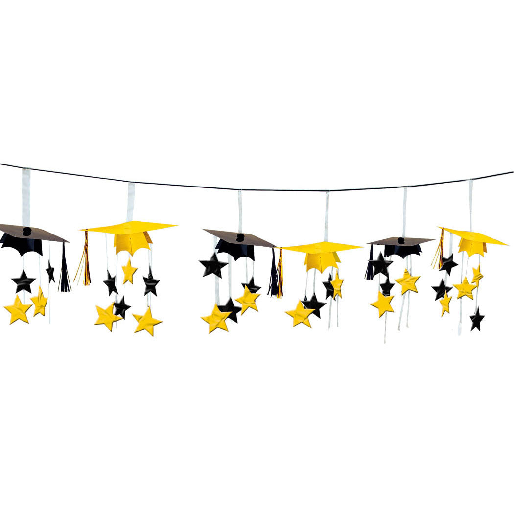 3D Yellow Graduation Cap Garland