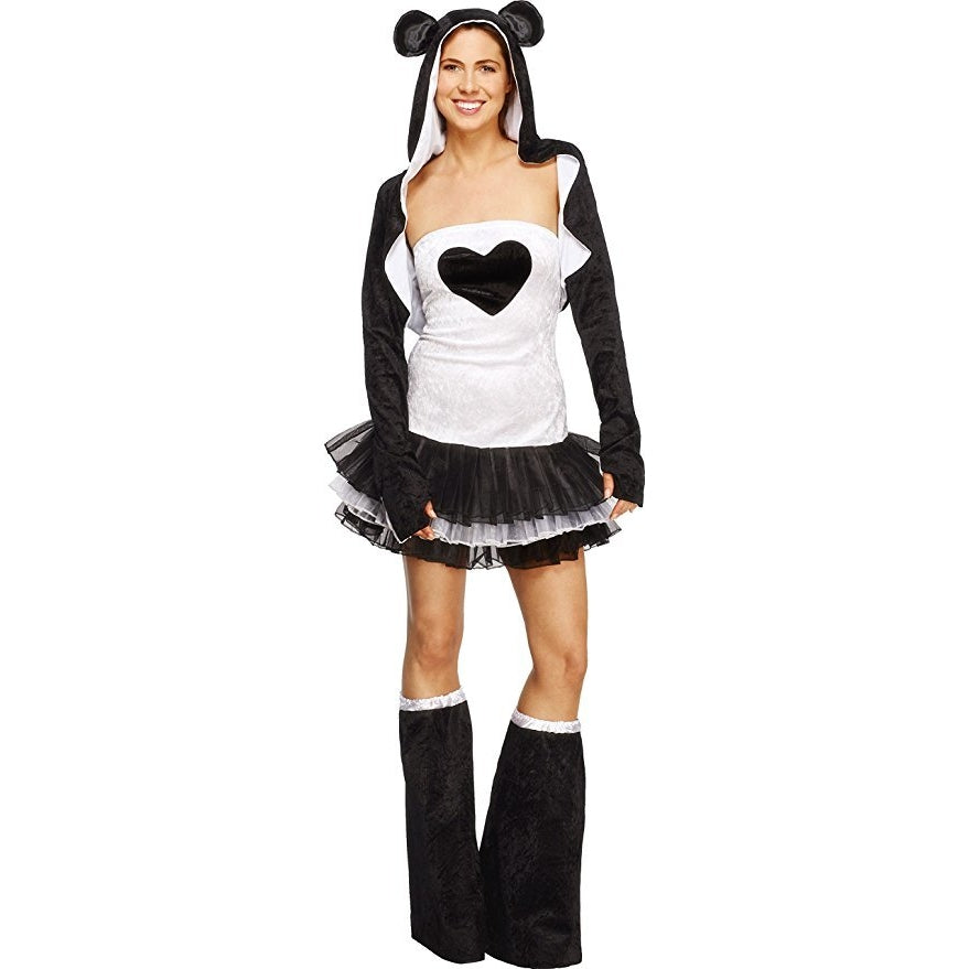 Fever Panda Costume Tutu Dress with Detachable Clear Straps Jacket & Bootcovers