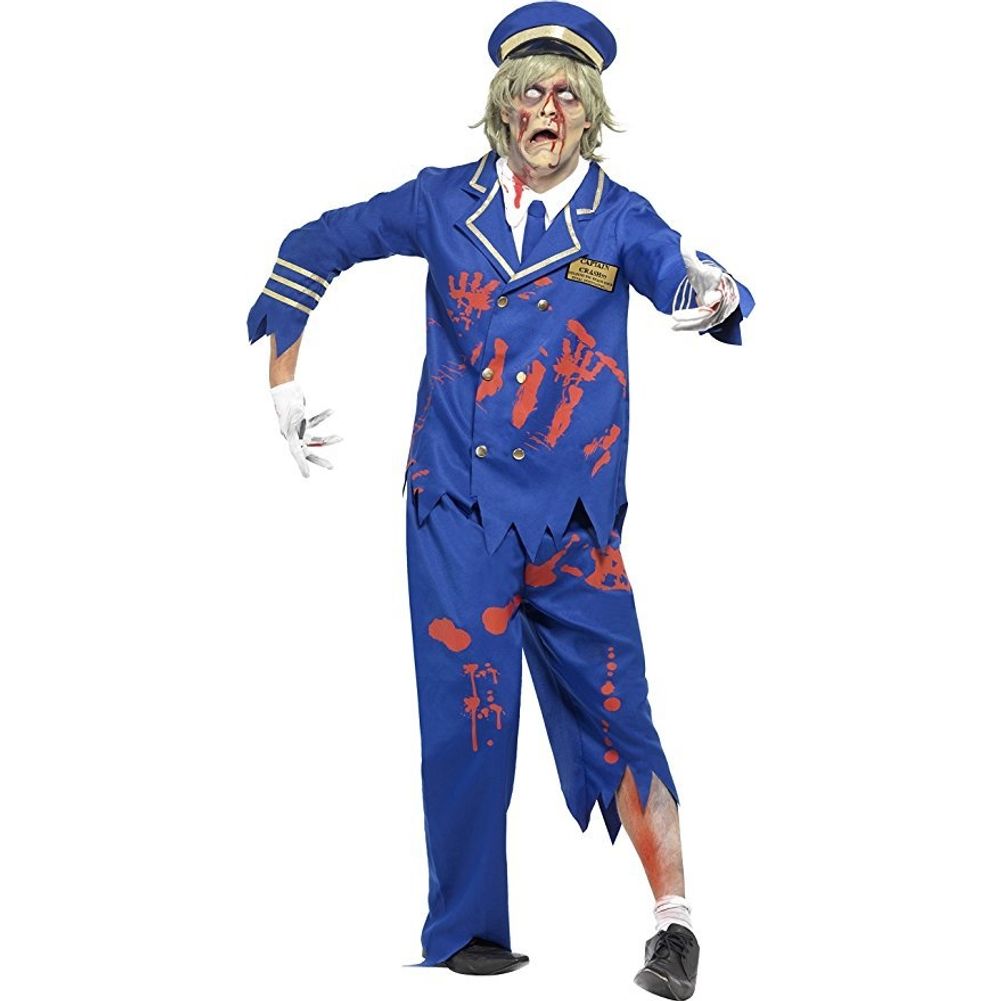 Zombie Pilot/Captain Costume Blue with Jacket Shirt Trousers and Hat