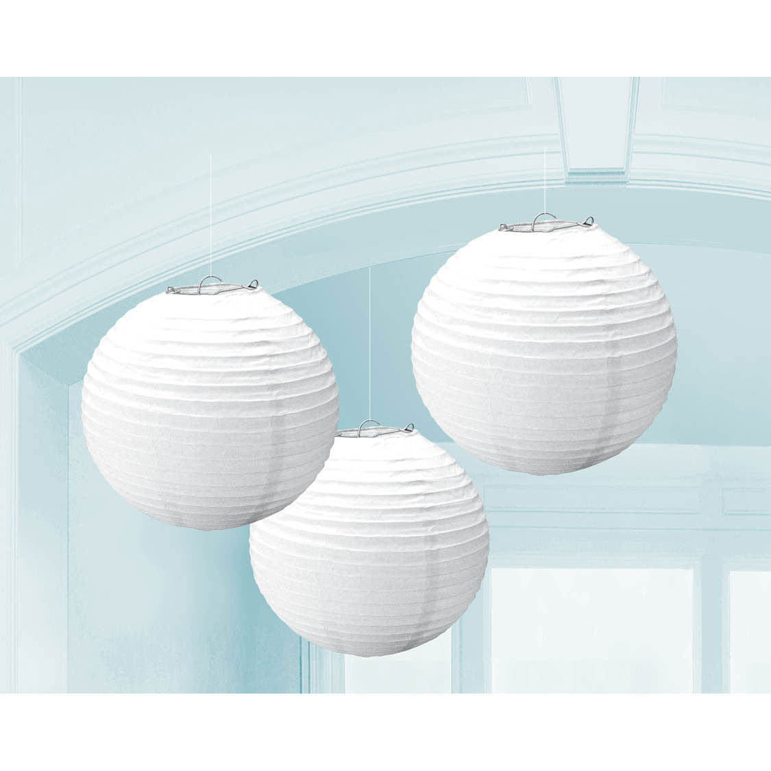 White Round Paper Lanterns, 3ct