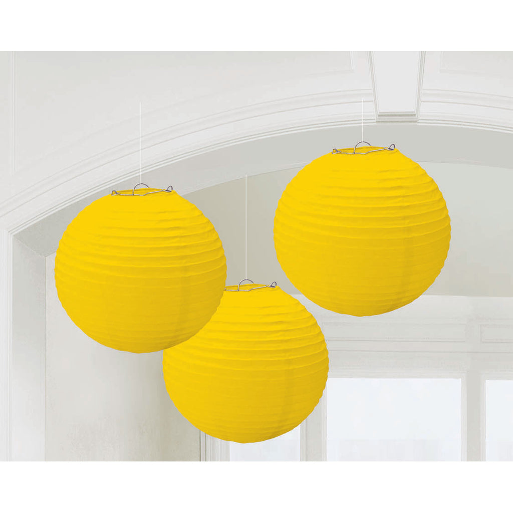 Yellow Round Paper Lanterns, 3ct