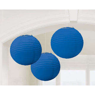Royal Blue Round Paper Lanterns, 3ct