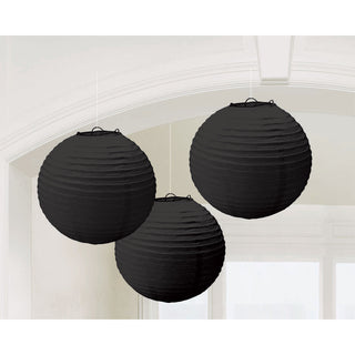 Black Round Paper Lanterns (3ct)