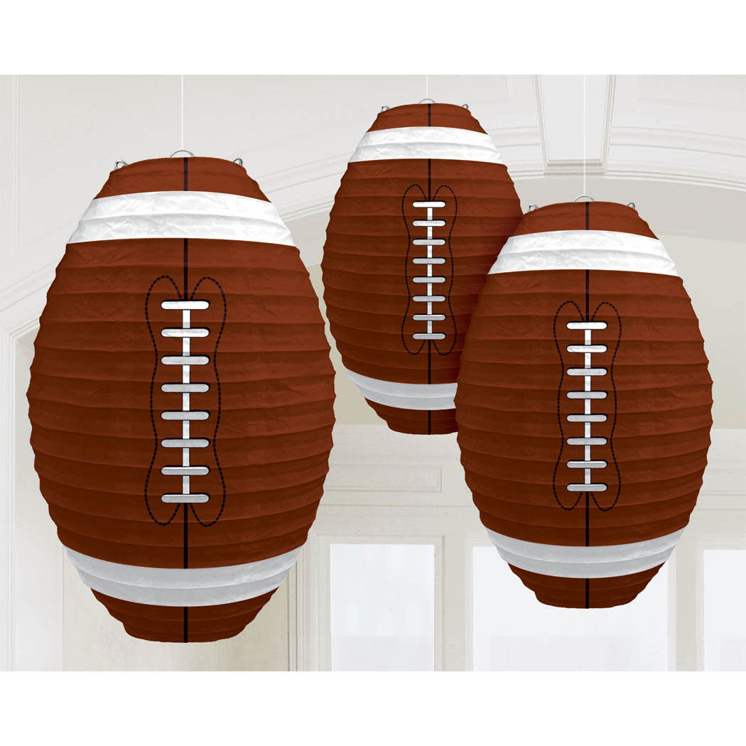 Football Shaped Hanging Lanterns (3 ct)