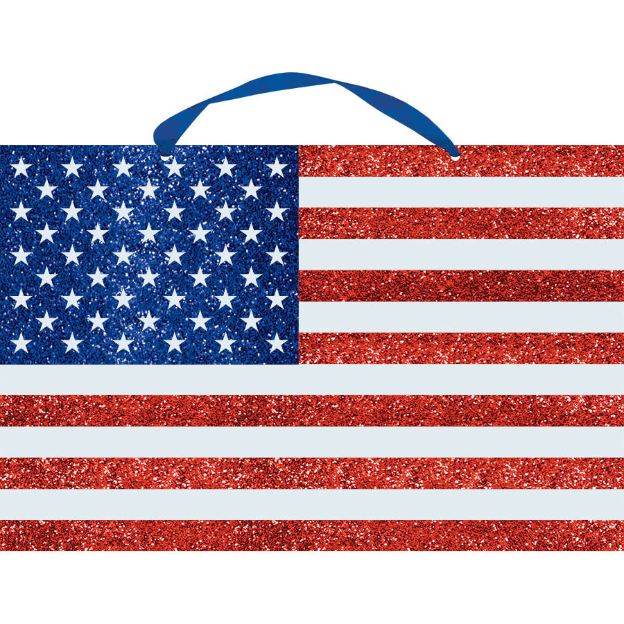 Large Glitter American Flag Sign
