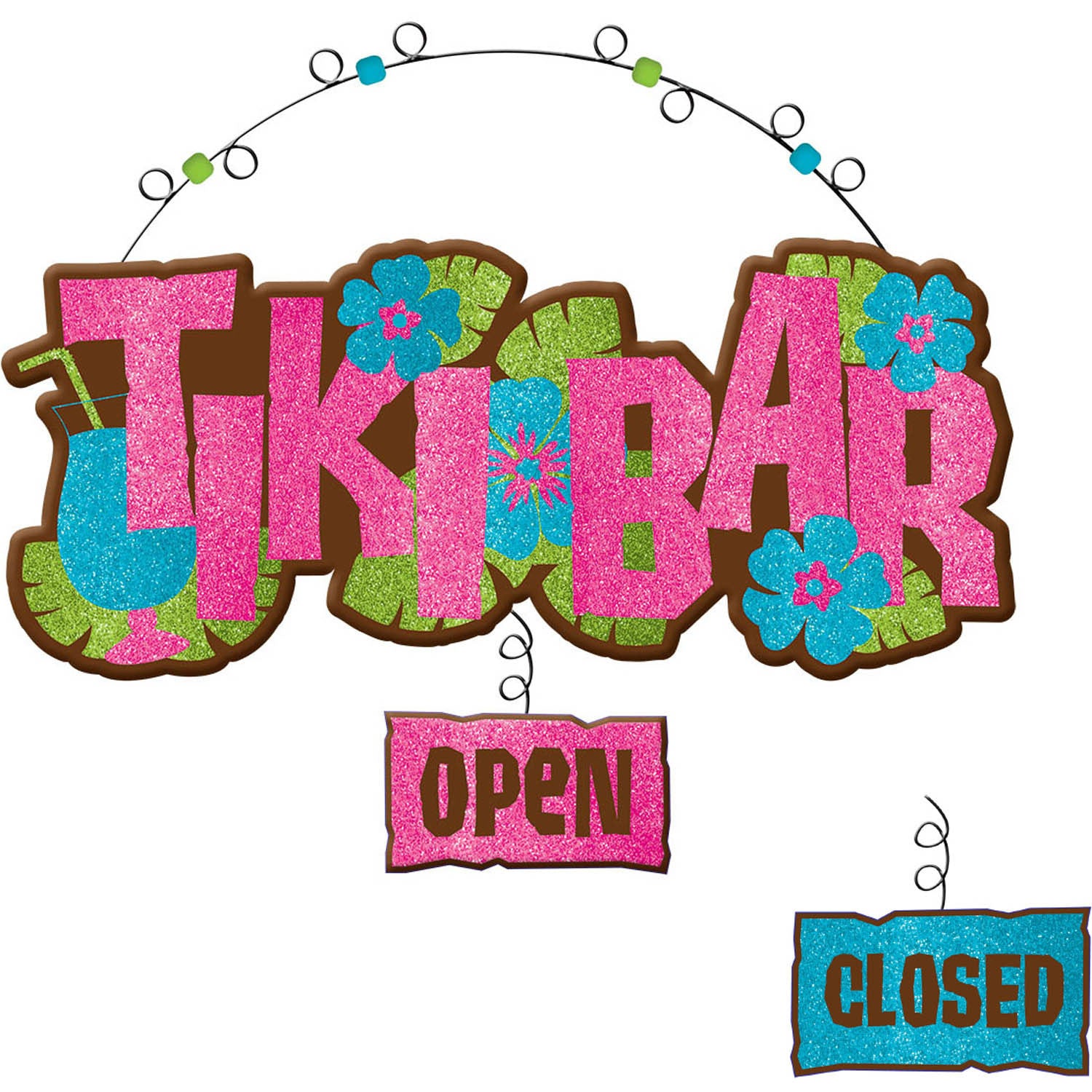 Tiki Bar Wire Glittered Sign