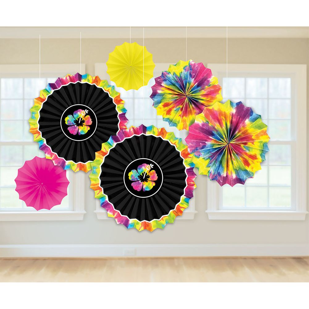 Neon Paradise Hanging Fans (6 ct)