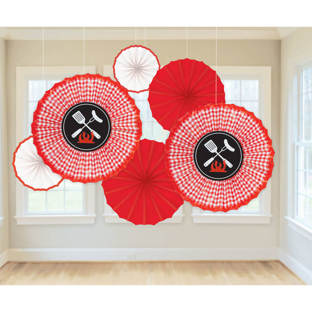 Picnic Party Hanging Fans (6 ct)